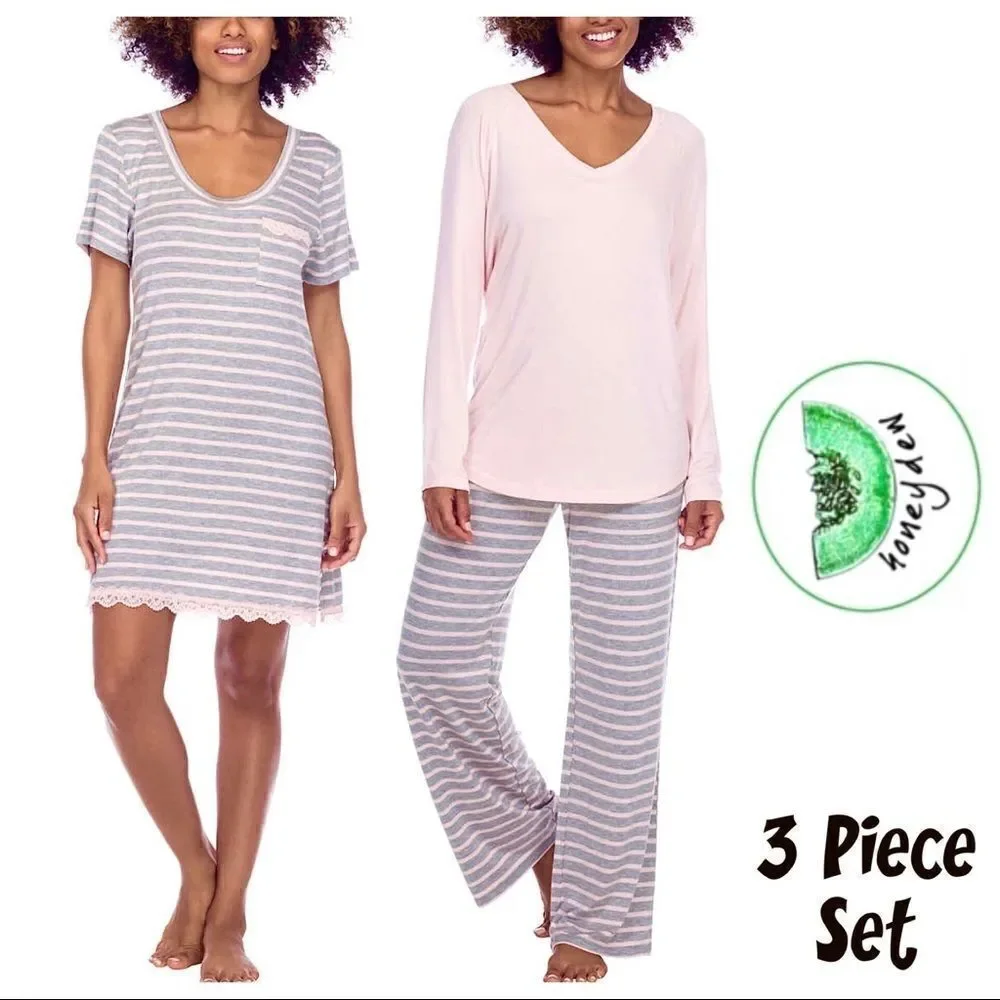 HONEYDEW Ladies Soft Stretch 3-piece Pajama Set